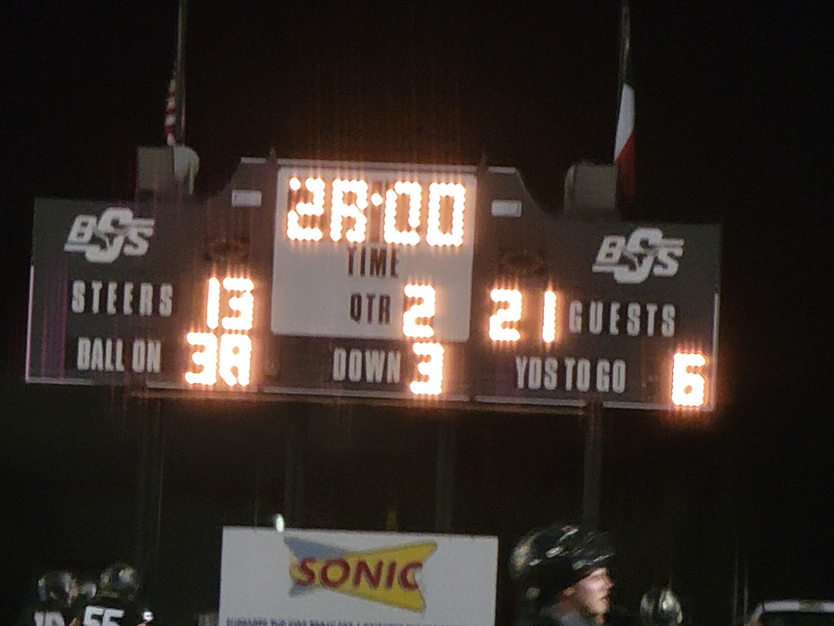 Steers still down at halftime 13 to 21